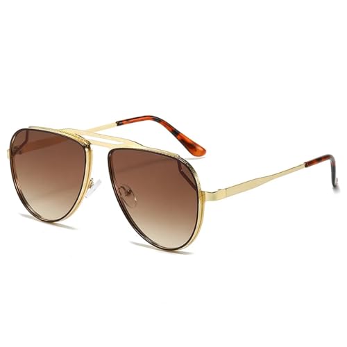 Lunettes de soleil rétro double pont en métal et verres miroir UV400 pour hommes et femmes