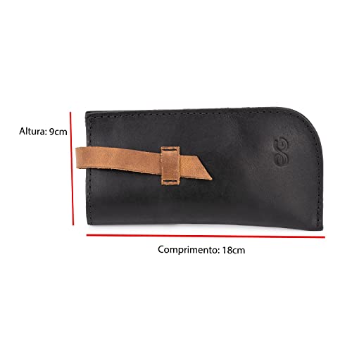 Porta Óculos/case/estojo Rústico 100% Couro Legítimo (Preto)
