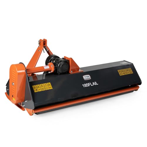 Titan Attachments 3 Point Flail Mower, 72' Charcoal Finish Fits Cat 1 Tractors, Replaceable Hammer Blades, 30-60 HP Mulch and Finish Mower for Uneven Terrain, Lawn Tractor Accessories