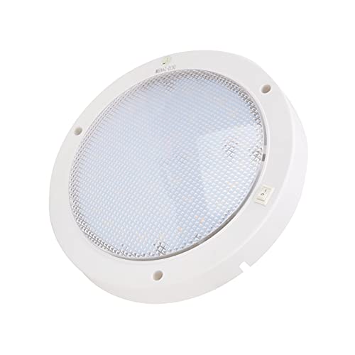 LED Round Panel Light, Ultra Bright 300lm Led Panel Light Lights with Night Glow Button Switch Surface Mount RV Interior Lights Ceiling Fixture for Caravans Boats Trailers (Warm White)