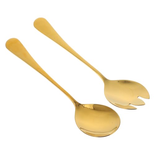 NAMOARLY Sturdy Salad Servers Set Gold-plated Forks and Spoons Stainless Steel for Gourmet Meals