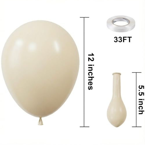 Image of KBZVNAF White Sand Latex Party Balloons 50 Pack 12 inch