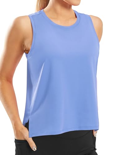 Workout Tops for Women Crop Sleeveless Workout Shirts for Women Athletic Running Yoga Tank Top for Women Blue