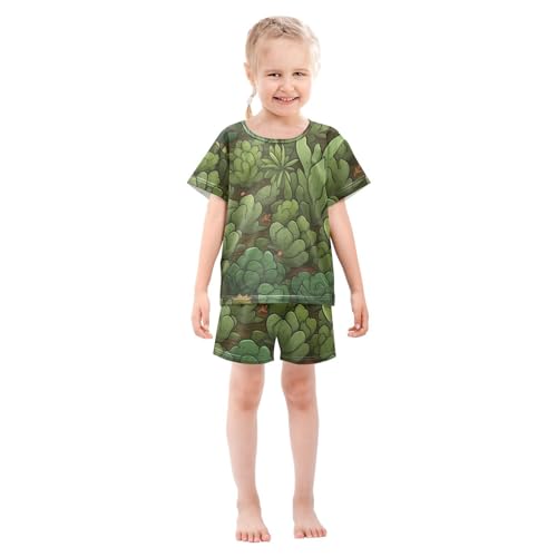 ALAZA Green Cactuses Pajama Set Short Sleeve Sleepwear Soft Lounge Nightwear3