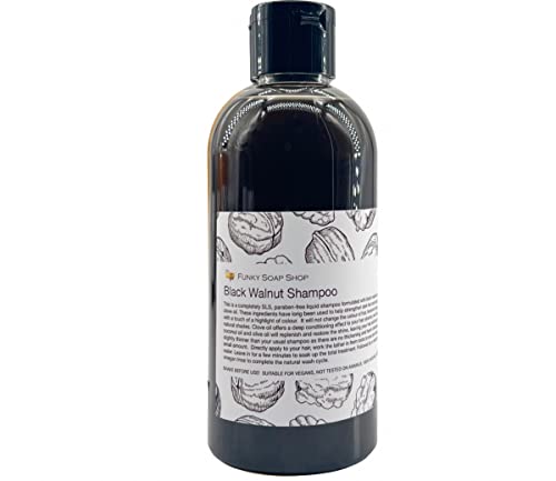 Funky Soap 1 Bouteille Liquide Noix Noire Shampooing 100% Naturel sans Laureth Sulfate de Sodium 250ml