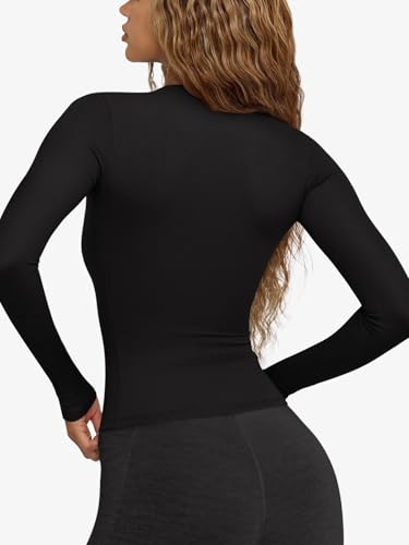 LASLULU Womens Long Sleeve Sexy V Neck T Shirts Basic Workout Tops Athletic Yoga Casual Crop Top3
