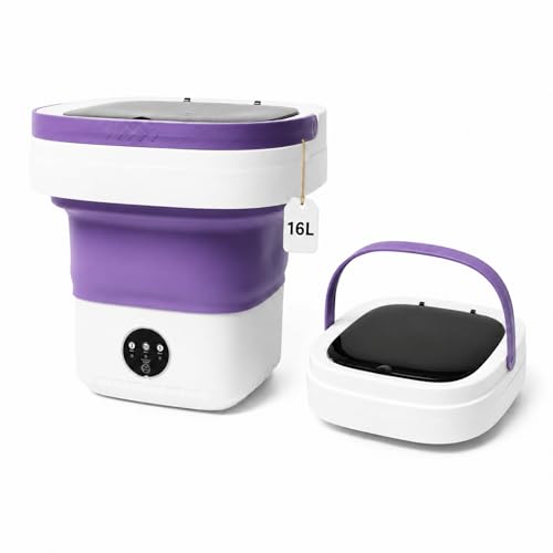 PXNTLA Mini Portable Foldable Washer - 16L Portable Washing Machine, Small Folding Washing Machine 3 Cleaning Modes for Baby Clothes/Intimate Apparel, for Travel, Home