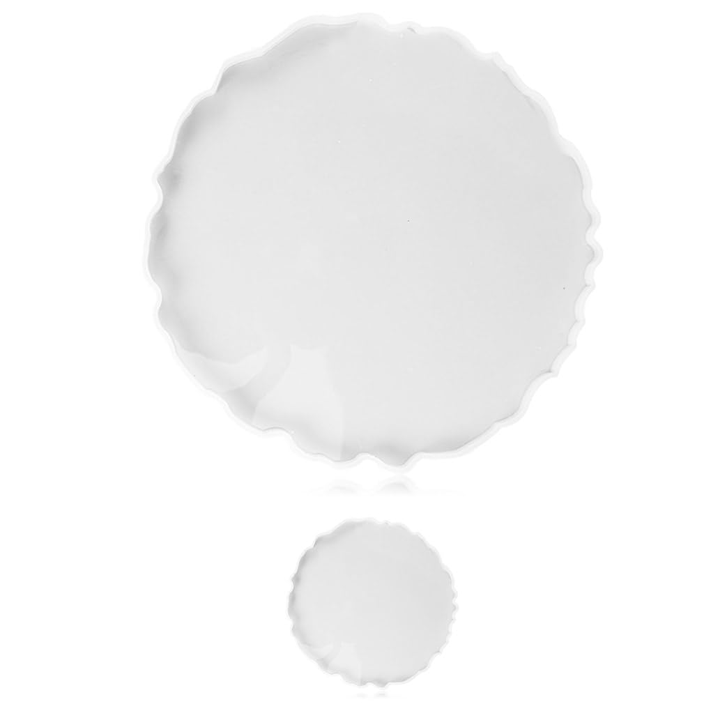 Set di 5 stampi per riporre vassoi fai da te in silicone a forma rotonda in resina stampi flessibili per regali per la casa accessori per gesso argilla grande vassoio rotondo