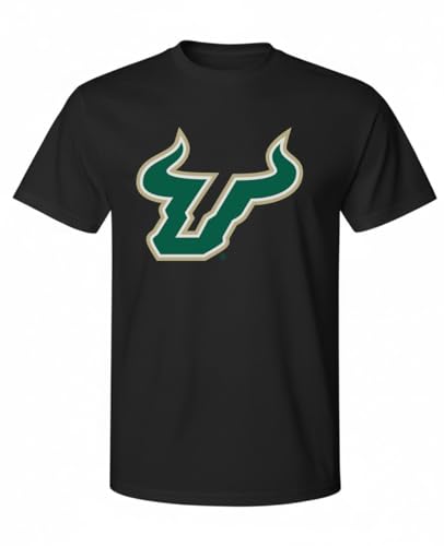 NCAA Officially Licensed Apparel USF Bulls University of South Florida Collegiate Logo Unisex RYLSFL06 T-Shirt SouthFlorida01T Black Large