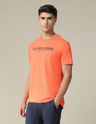 Image of U.S. Polo ASSN. Knitted Slim Fit Cotton T-Shirts for Men - Breathable & Comfortable, Half Sleeves Mens Casual T Shirts