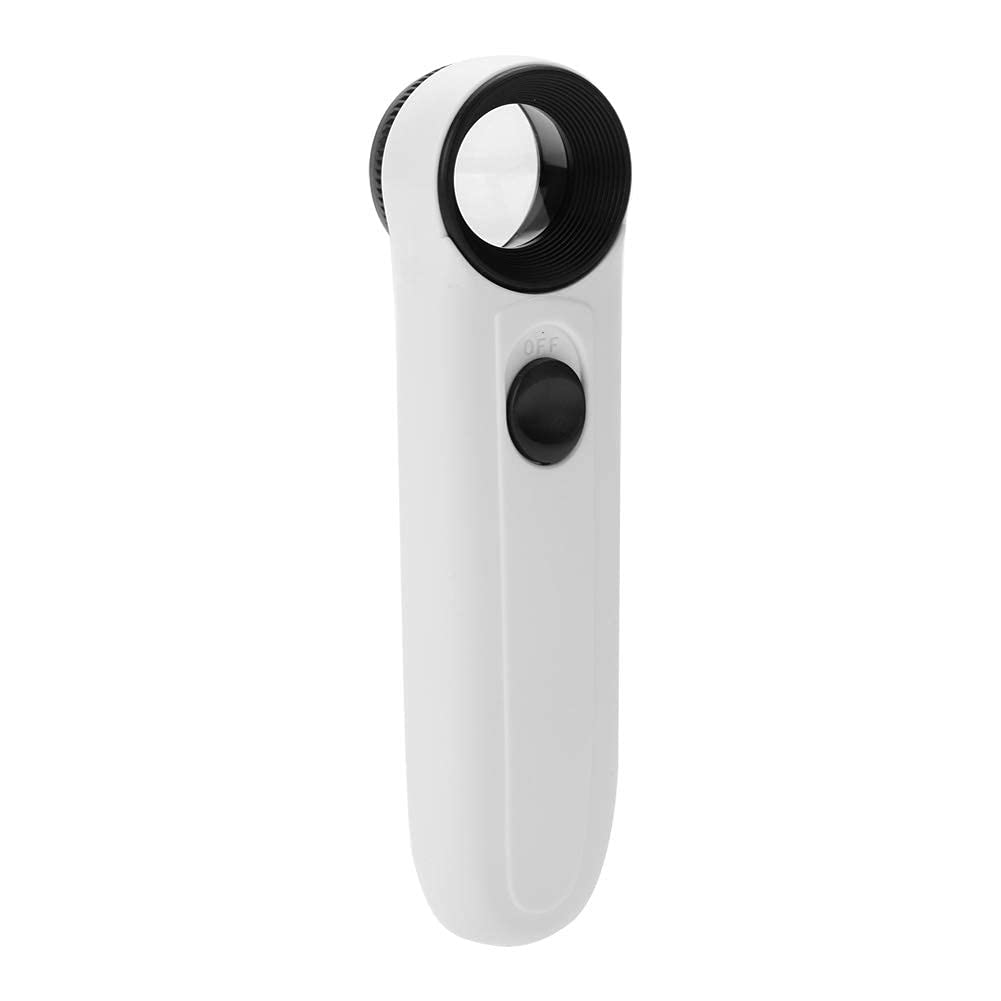 40X Handheld Magnifier, LED Lighting ABS Plastic Case Magnifying Glass for Face Skin, Pores Observation, Manicure(MG6B-1B 40times)