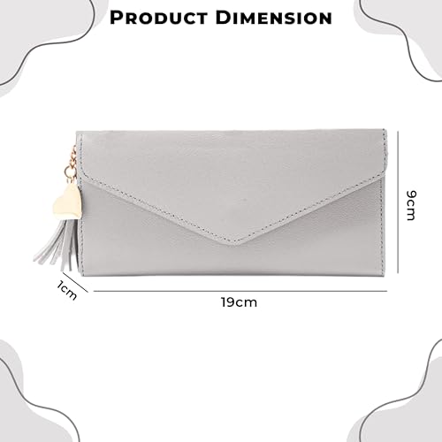 Image of Kraptick Women's Wallet -Stylish and Compact Purse Clutch Wallet for Women, Stylish Card Coin Holder, Debit Card Holder, Money Organizer and Travel Wallet for Women with 12 Slots (Light Gray)