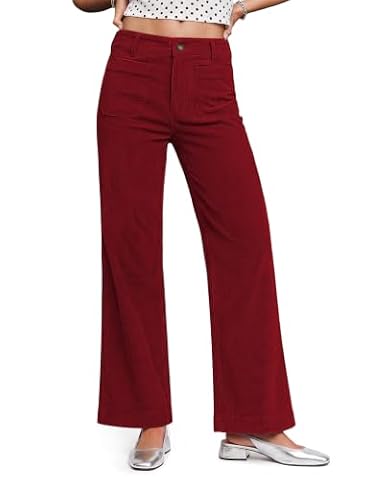 LOMON Women's Corduroy Pants, Relaxed Straight Leg Casual Work Pants — $29.99 (25% off)