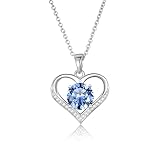 Diorra Necklace for Women 925 Sterling Silver Heart Pendant Necklace Dainty CZ Diamond Charm Chain Jewellery Valentine's Day Gifts for Women Girls