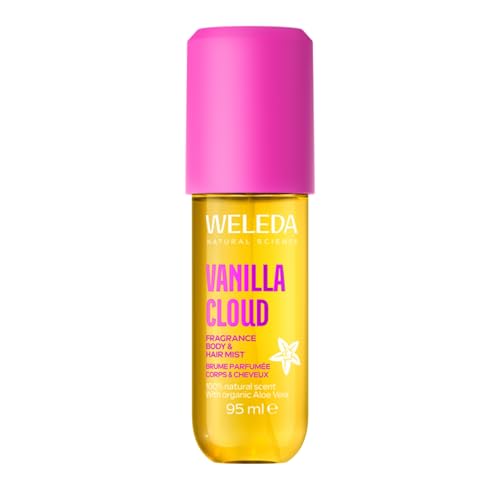 Weleda   Bruma Perfumada Body & Hair Vanilla Cloud, Fragancia Dulce para Cuerpo y Cabello con Aloe Vera, Aroma Vainilla y Caramelo, Sensación Ligera, Todo Tipo de Piel   95 ml