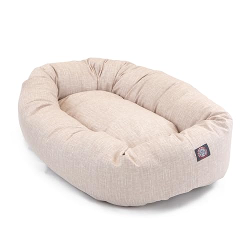 Image of Majestic Pet 32 Inch Bagel Calming Dog Bed Washable - Cozy Soft Round Dog Bed with Spine Support for Dogs to Rest Their Head - Fluffy Donut Puppy Mat 32x23x7 (Inch) Medium - Pink