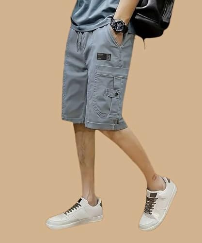 Image of Men's Cotton Twill Cargo Shorts, Regular Fit, Drawstring Waist, Mid Rise, Casual Style, 4 Pockets