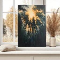Rayons dorés affiche murale forêt pour illuminer une pièce sombre