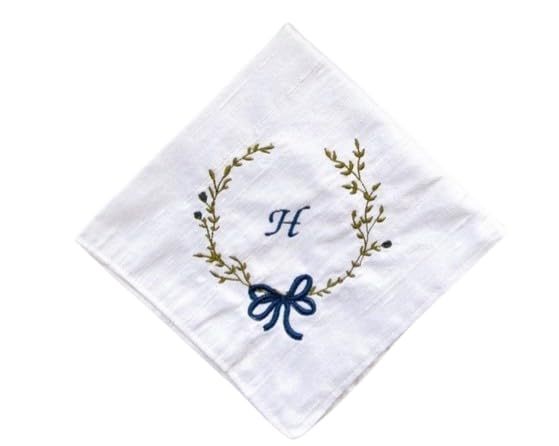 Shree adodhya women hankerchief with beautiful alphabet H embroidery, white colour and cotton handkerchief with embroidery colour green and blue. set of 2-image-45