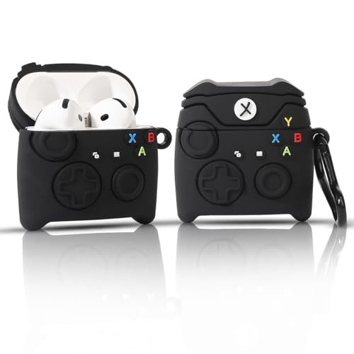 LEWOTE Compatible avec Apple Airpods 4 Étui protecteur amusant Mignon 3D Cartoon Housse de protection avec porte-clés (Gamepad Noir)