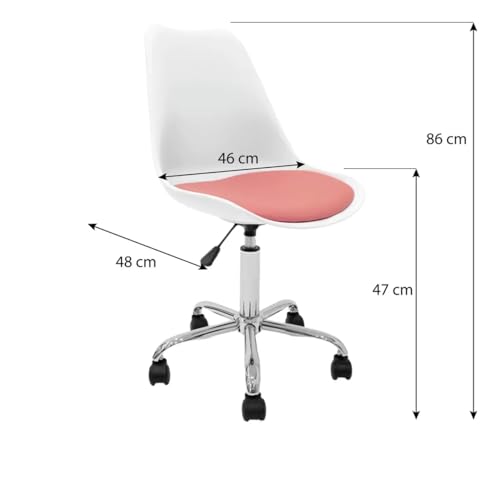 Image of Amazon Brand - Umi Faux Leather Height-Adjustable Modern Revolving Rotary Arm Office Study Desk Chair - Ideal for Spa, Bar, Home - White & Pink Color
