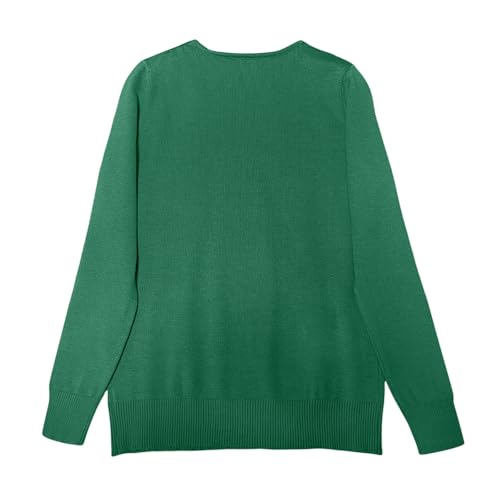 Womens V Neck Sweater,Deep V Neck Sweater for Women Long Sleeve Wool Pullover Lightweight Loose Fit Knitted Fall Top Dark Green Large - image 4
