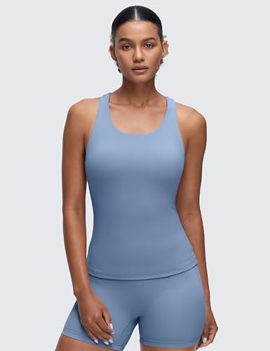 Image of CRZ YOGA Butterluxe Racerback Tank Tops | Light Support, Built in Bra, Removable Pads, Yoga, Extremely Soft, Scoop Neck, for Women