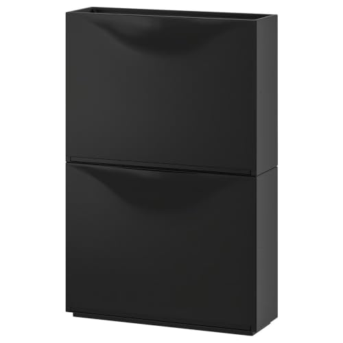 Image of TNT THE NEXT TREND Space Saving Shoe Rack Cabinet | Dustproof Flip Door Shoe Storage Organizer | Modern Minimal Shoe Stand for Entryway, Living Room, Bedroom & Hallway | Black Finish (Pack of 2)
