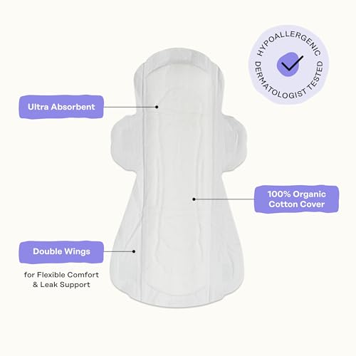 Image of Honey Pot - Calming Herbal Super Sanitary Pads for Women - 100% Organic Cotton Top Sheet - Feminine Care - Non Cooling - Calming Herbs of Lavender, Ashwagandha, & Lemon Balm - 64ct
