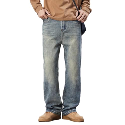 Men's Retro Washed Baggy Jeans Y2K Style Loose Fit Wide Leg Streetwear Straight Denim Trousers
