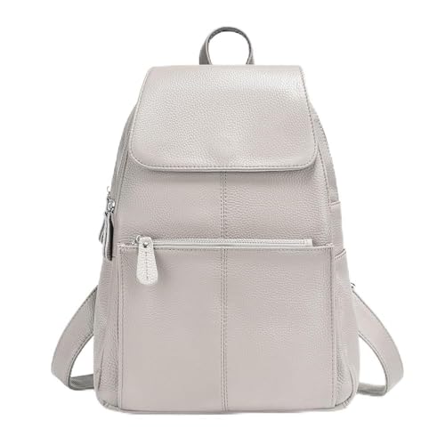 Image of zency 15 Colors Real Soft 100% Genuine Leather Women Backpack Fashion Ladies Travel Bag Preppy Style For Woman (Grey)
