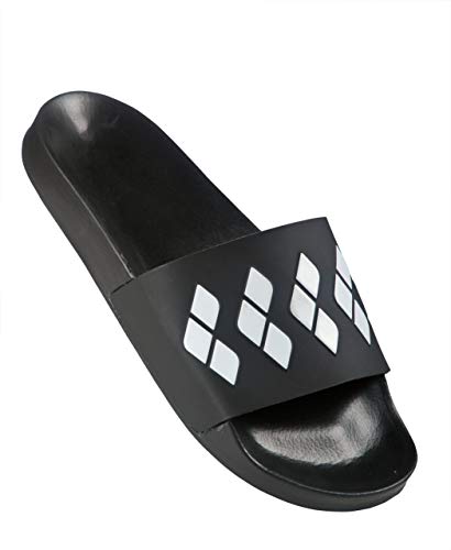 Arena Team Stripe Slide Sandal, Black/Black/White, 7.5