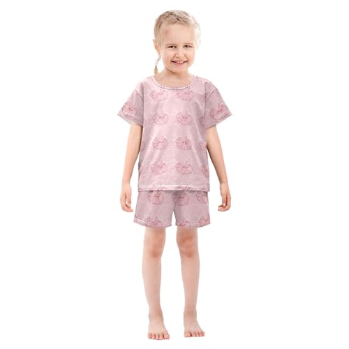 Pink Ginkgo Leaf Pajama Set Pajamas Sleepwear Nightwear Loungewear Clothes Set B0404754