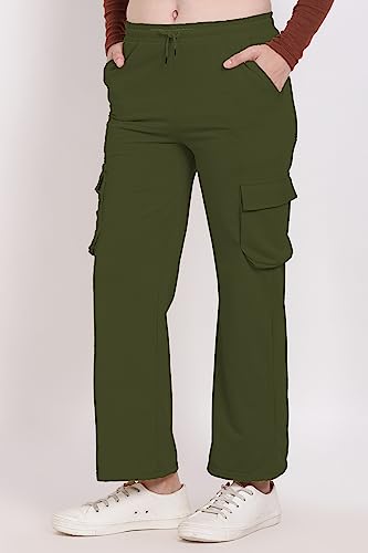 Image of Women's Cotton Fabric Stylish Cargo Pocket Lower /Sweatpants