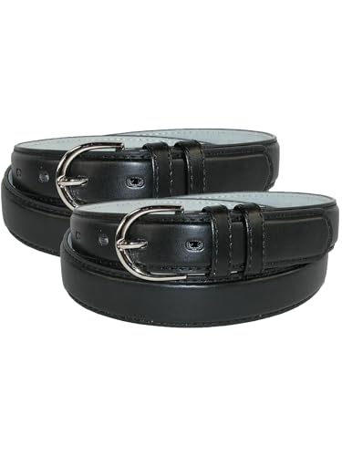 CTM Women's Leather 1 1/8 Inch Dress Belt (Pack of 2)3
