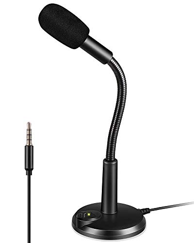 Desktop Computer Microphone 3.5mm - 360° Omnidirectional Condenser PC Microphone Compatible with Laptop Mac PS4 iPad iPhone, Plug&Play Home Studio Recording Mic for Meeting Podcasting Gaming Streaming