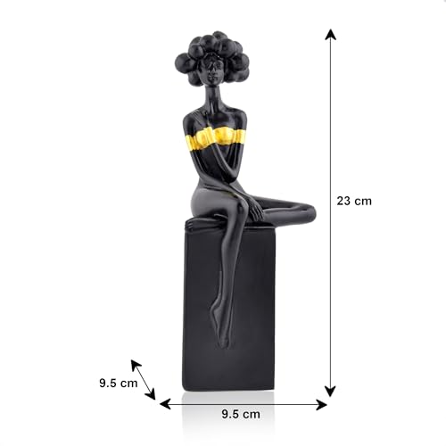 Image of Xtore Modern Abstract Woman Figurine | Resin Home Decor Accent | Unique Art Piece for Living Room, Office, or Gallery | Contemporary and Stylish Design - Black