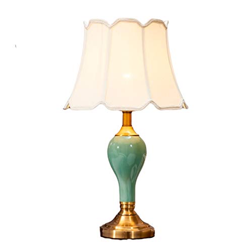 Table Lamp Copper Ceramic Table Lamp Bedroom Bed Modern Minimalist Warm Living Room Study Home Lighting Retro Ceramic Lamp Body Copper Base Dedside Lamp (Color : A)