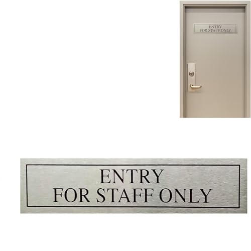 Image of THW Stainless Steel Self-Adhesive Entry For Staff Only Signage Board - Durable 3 inchx12 inch Door /Wall Mount for Office & Business - Elegant Metallic Finish