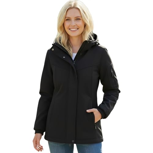chiguomaoyi Chaquetas impermeables mujer Impermeable con capucha Chaqueta softshell Abrigo funcional informal (Negro,XL)
