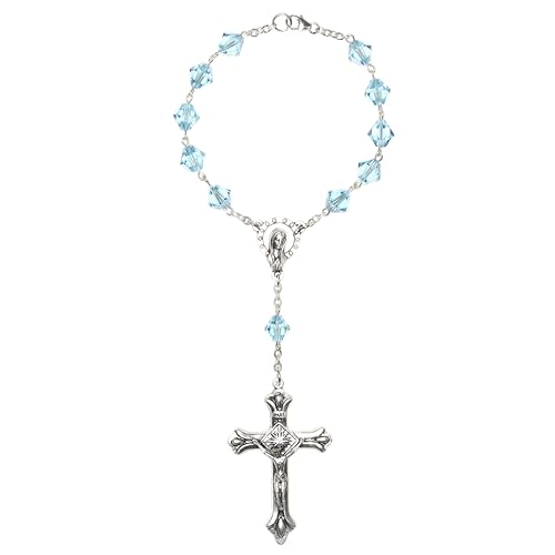 Austrian Crystal or Glass One Decade POCKET OR AUTO (Clasp for Hanging) Rosary - Includes Holy Card, Birth month meaning when applicable - Gift Idea2