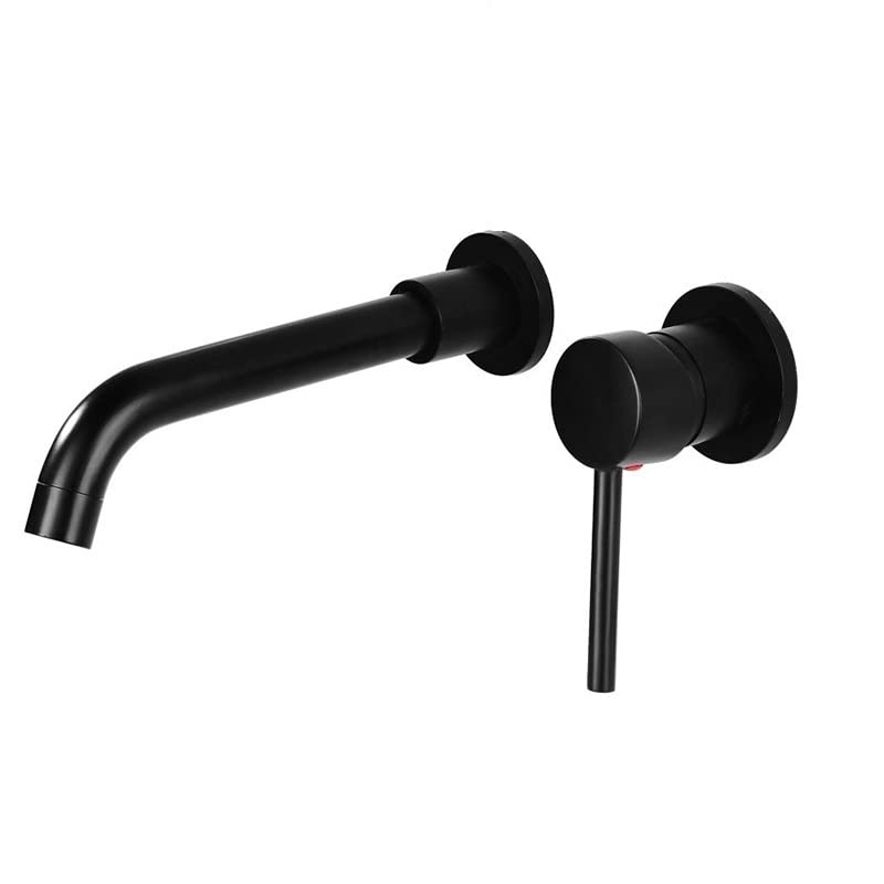 Robinet lavabo mural laiton noir orientable pour vasque profonde
