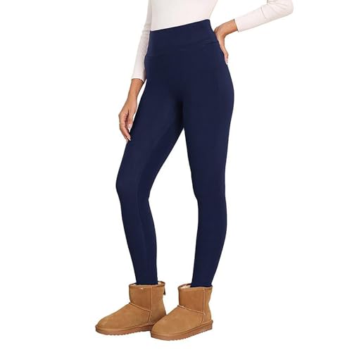 Runmeihe Warm Thermal Leggings for Women Winter Fleece Thermal Trousers with High Waist Thick Winter Underwear for Workout (5~20) blue S-M