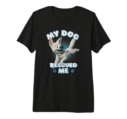 T-shirt Bolt My Dog Rescued Me Disney en coton premium avec motif de pattes ultra résistant
