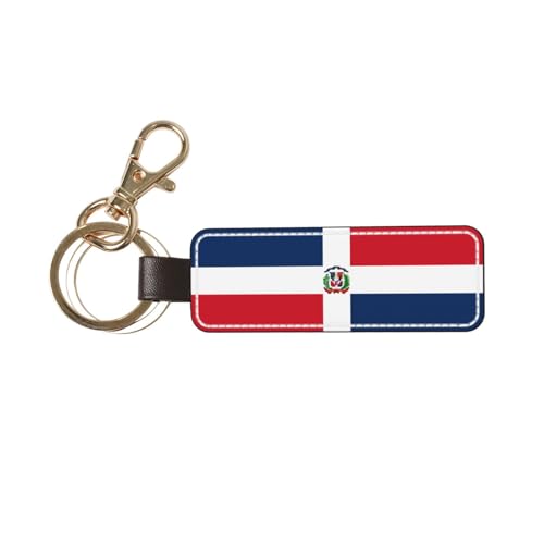 Porte-clés en cuir avec drapeau de l'Algérie - Cadeau personnalisé - Convient comme cadeau d'anniversaire, République Dominicaine., taille unique