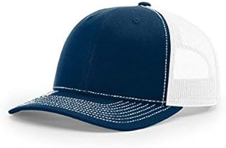RICHARDSON Navy/White 112 Mesh Back Trucker Cap Snapback Hat w/THP No Sweat Headliner