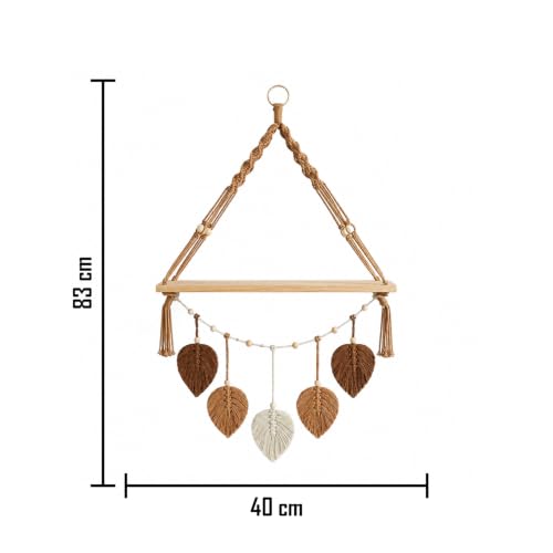 Image of Nostrae by Ekhasa Macrame Wall Hanging Leaves | Boho Wall Hanging Big Size | Handmade Macrame Wall Decor for Bedroom, Living Room, Balcony & Nursery | Boho Theme Home Decor Tapestry