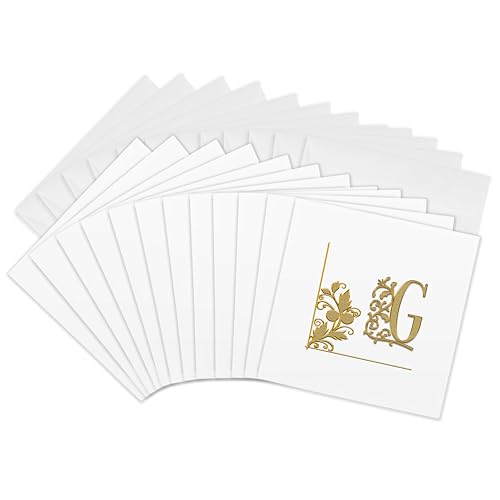 Cartes de vœux monogramme floral jaune 15x15 cm Lot de 12 3dRose Gc_30005_2