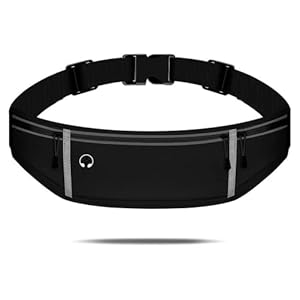 Running Belt with 3 Pouches – Slim Running Fanny Pack for Men Women Fit for Waist Size 29-43 inch, Money Belt Holder for…