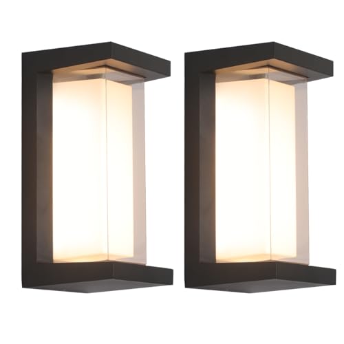 Image of Outdoor Lights for House 24W Exterior Lighting Fixtures 3-Color Adjustable 2200LM IP65 Waterproof Aluminum Exterior Wall Light Compatible with Dimmers for Patio, Yard, Back Yard 2 Pack